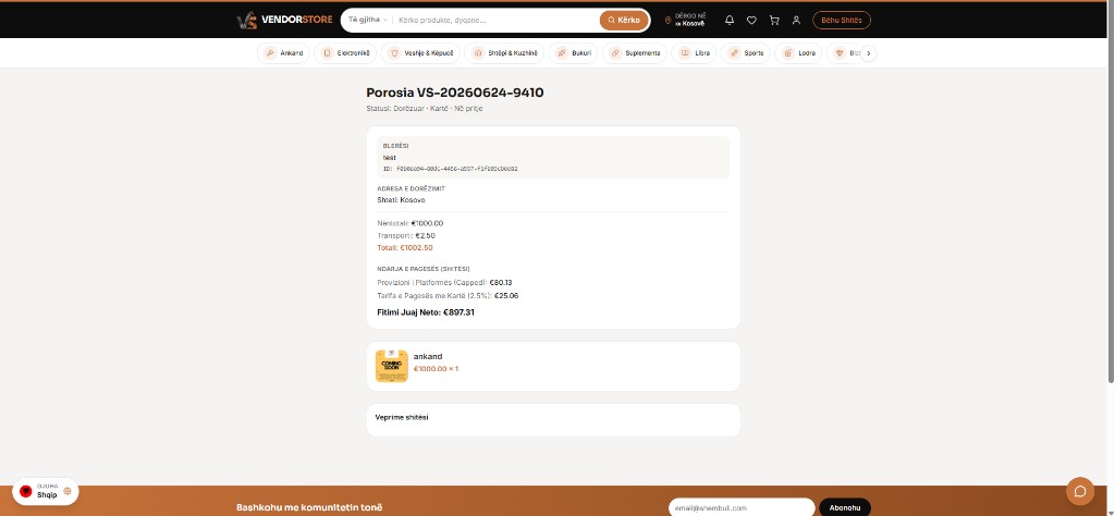 Detajet e porosisë me ndarjen e pagesës për shitësin